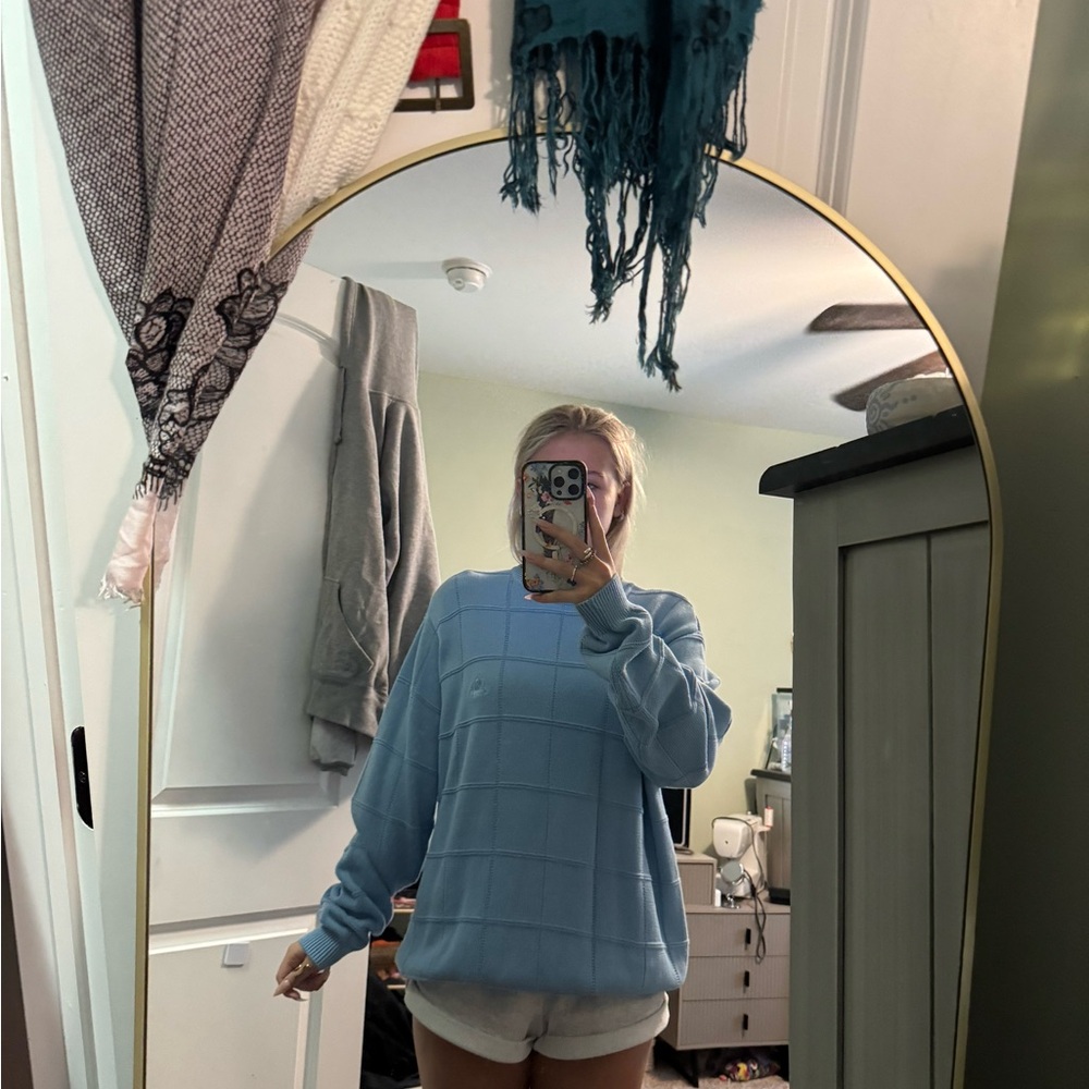 Izod Women's Sky Blue Crew Neck Sweater